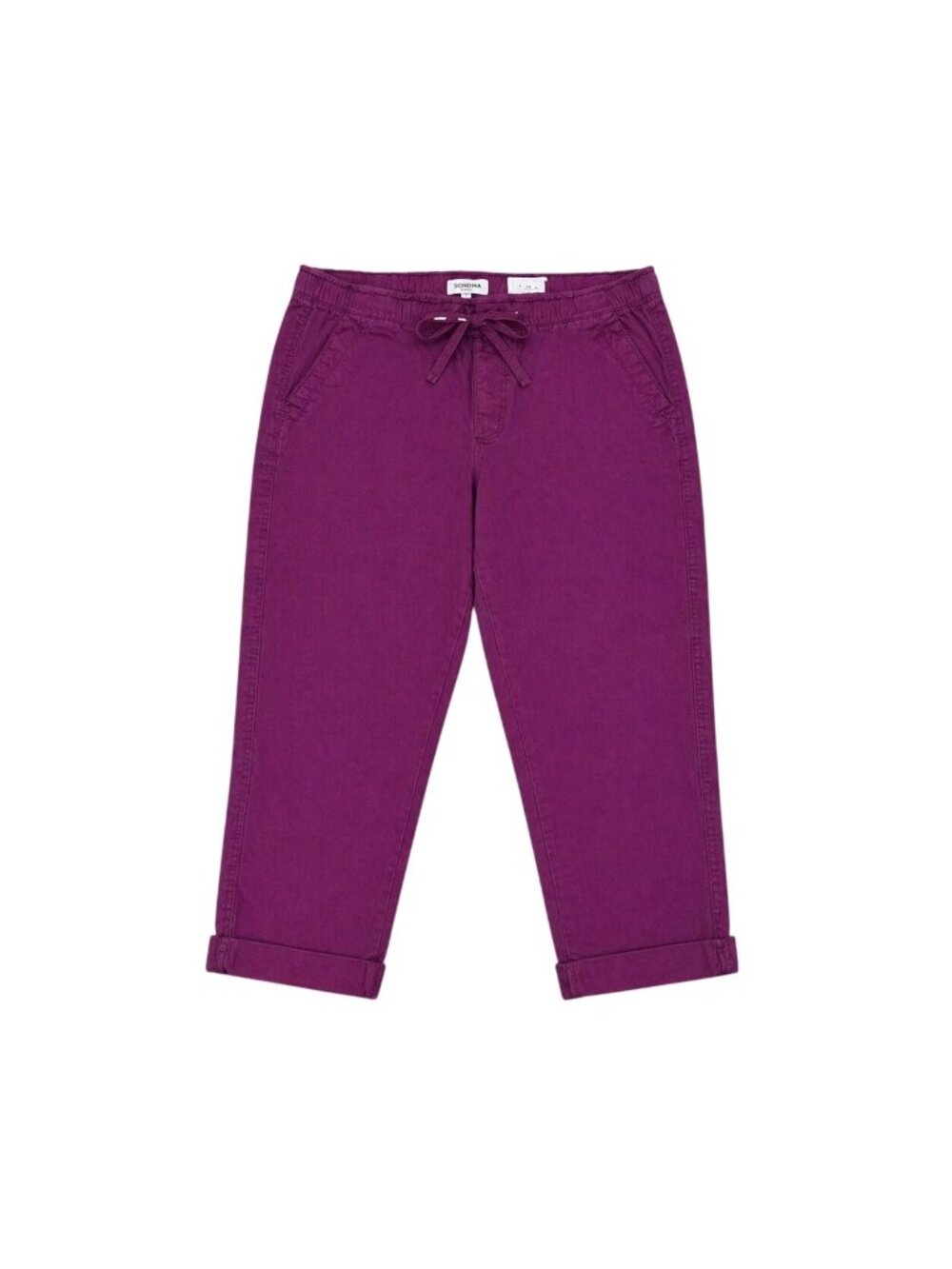 Sonoma Capri Pants Size PM Plum Mid Rise Elastic Waist Casual Cropped Pants